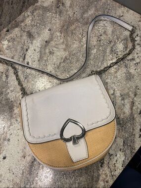 kate spade White and Tan Heart-Accent Crossbody Bag